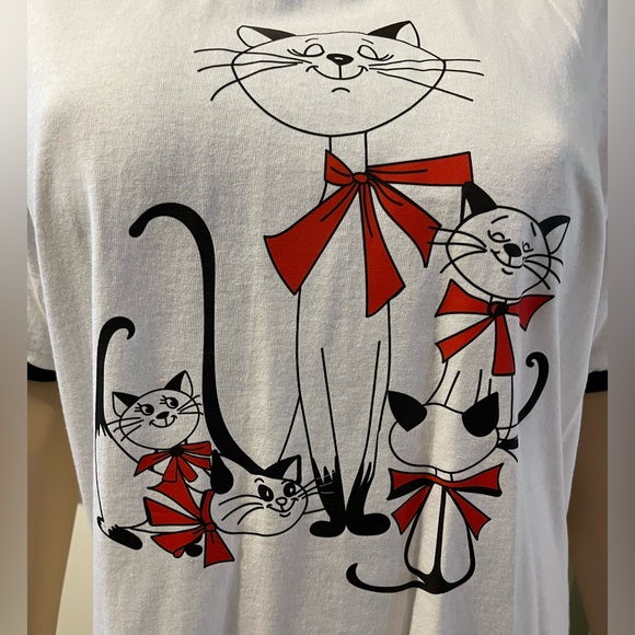 Feisty Cats All Dressed Up Black and White Ringer T-Shirt - Picture 3 of 5